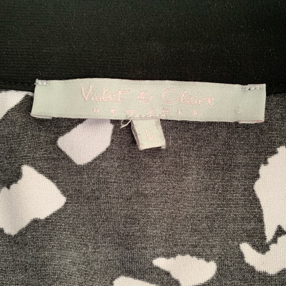 Violet + Claire Womens White Black Pullover Keyhole Design 3/4 Sleeve Size L - Picture 4 of 5